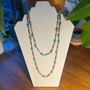 Gold and Turquoise Beaded Necklace